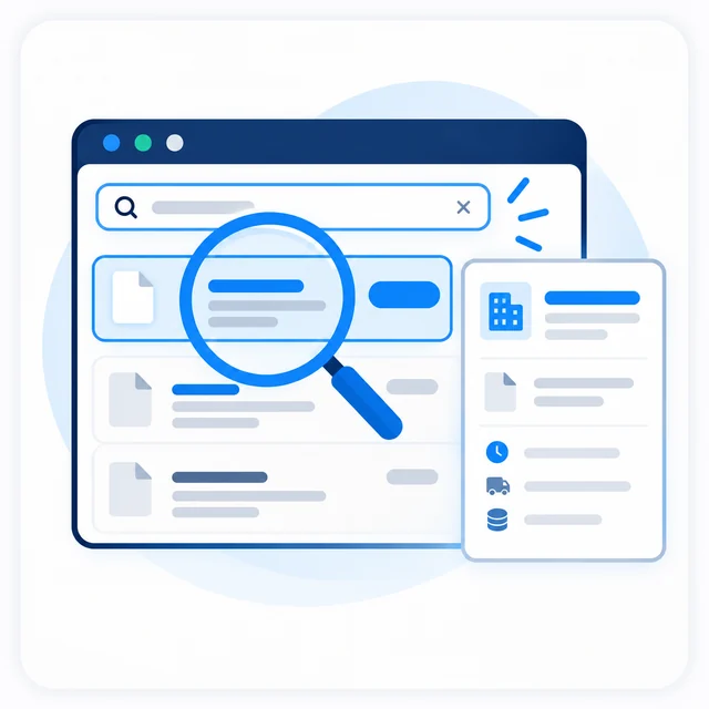Concept illustration of PO and supplier information search